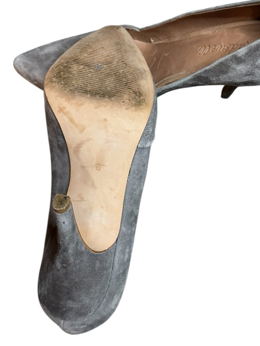 Madewell Mira suede heels taupe 8 - Picture 5 of 5